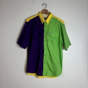 Tiger Hill Men's Fishing Shirt Colorblock Short Sleeve Performance Poplin Size L